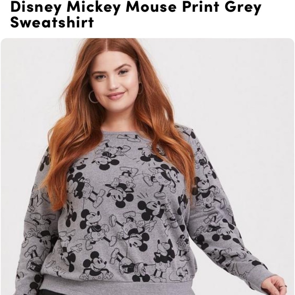 Torrid Disney Mickey Mouse Print Grey Sweatshirt Size 3